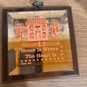 Dacra Glass Home is Where the Heart Is hanging mirrored plaque country hearts